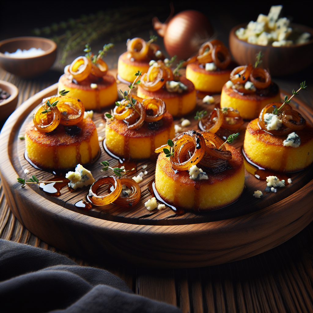 Caramelized Onion and Blue Cheese Polenta Rounds