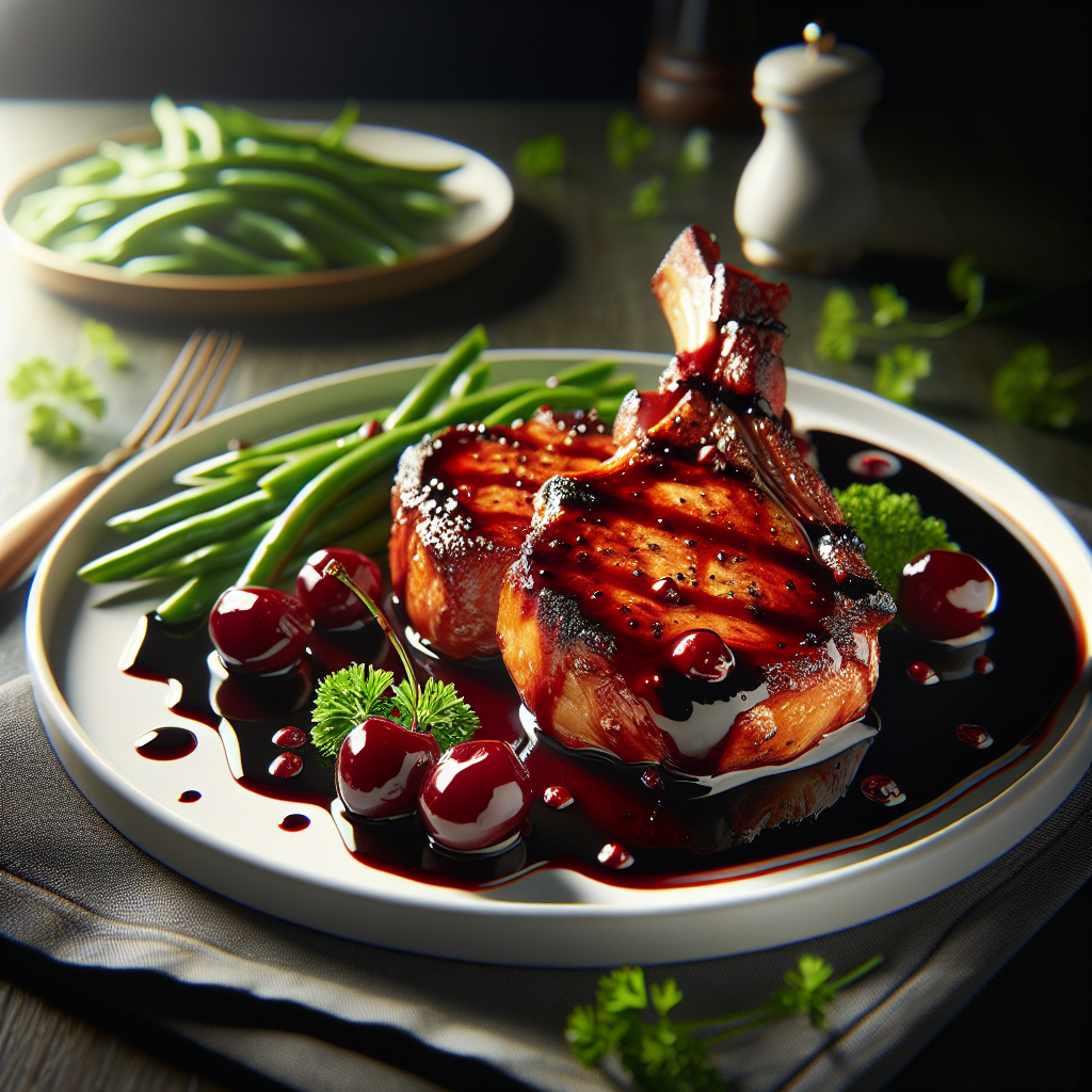 Cherry Balsamic Glazed Pork Chops