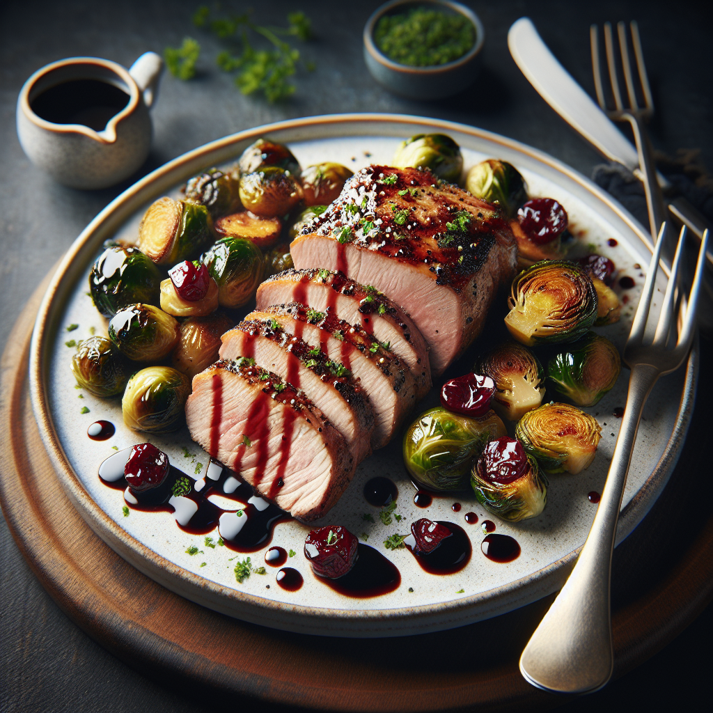 Cherry Balsamic Pork Tenderloin with Roasted Brussels Sprouts