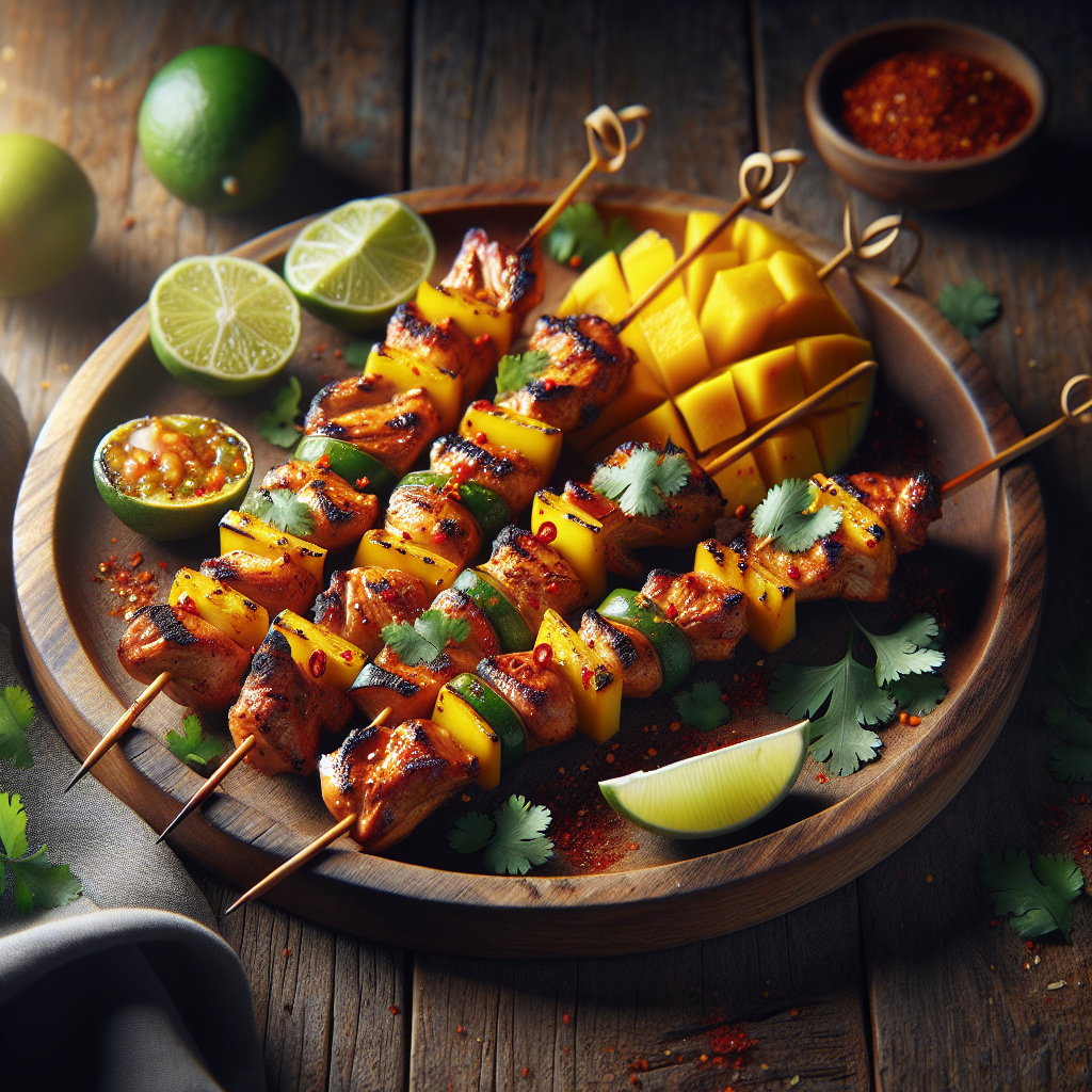 Chili Mango Chicken Skewers