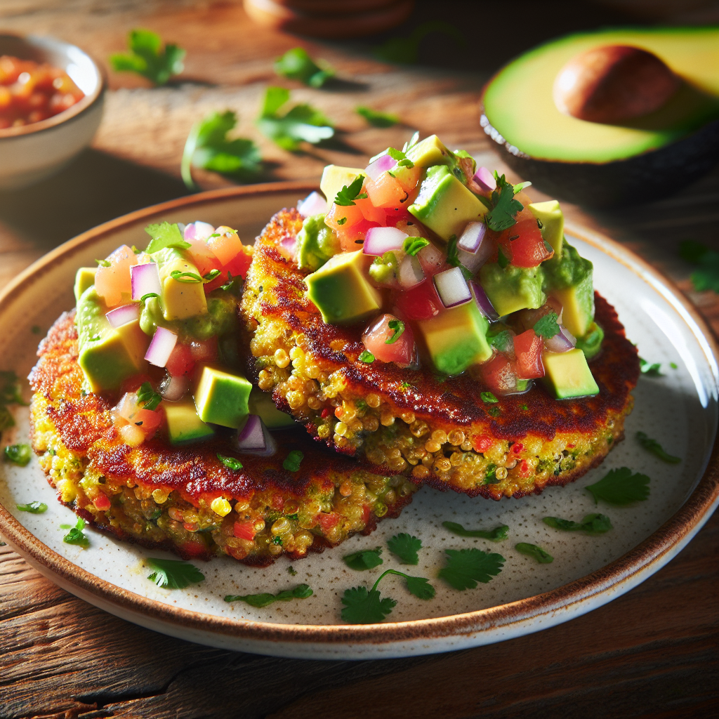 Crispy Herbed Quinoa Cakes with Avocado Salsa