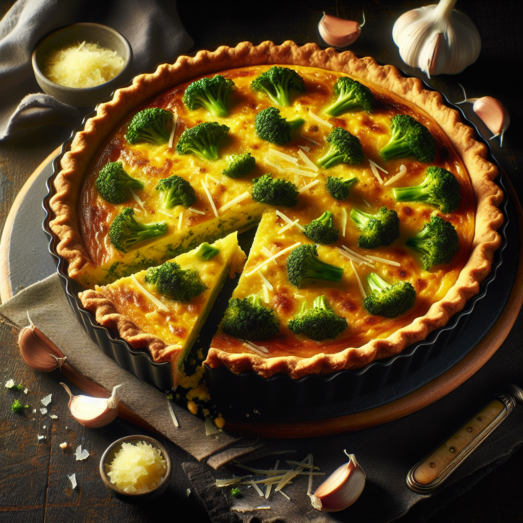 Crispy Parmesan Garlic Broccoli Quiche