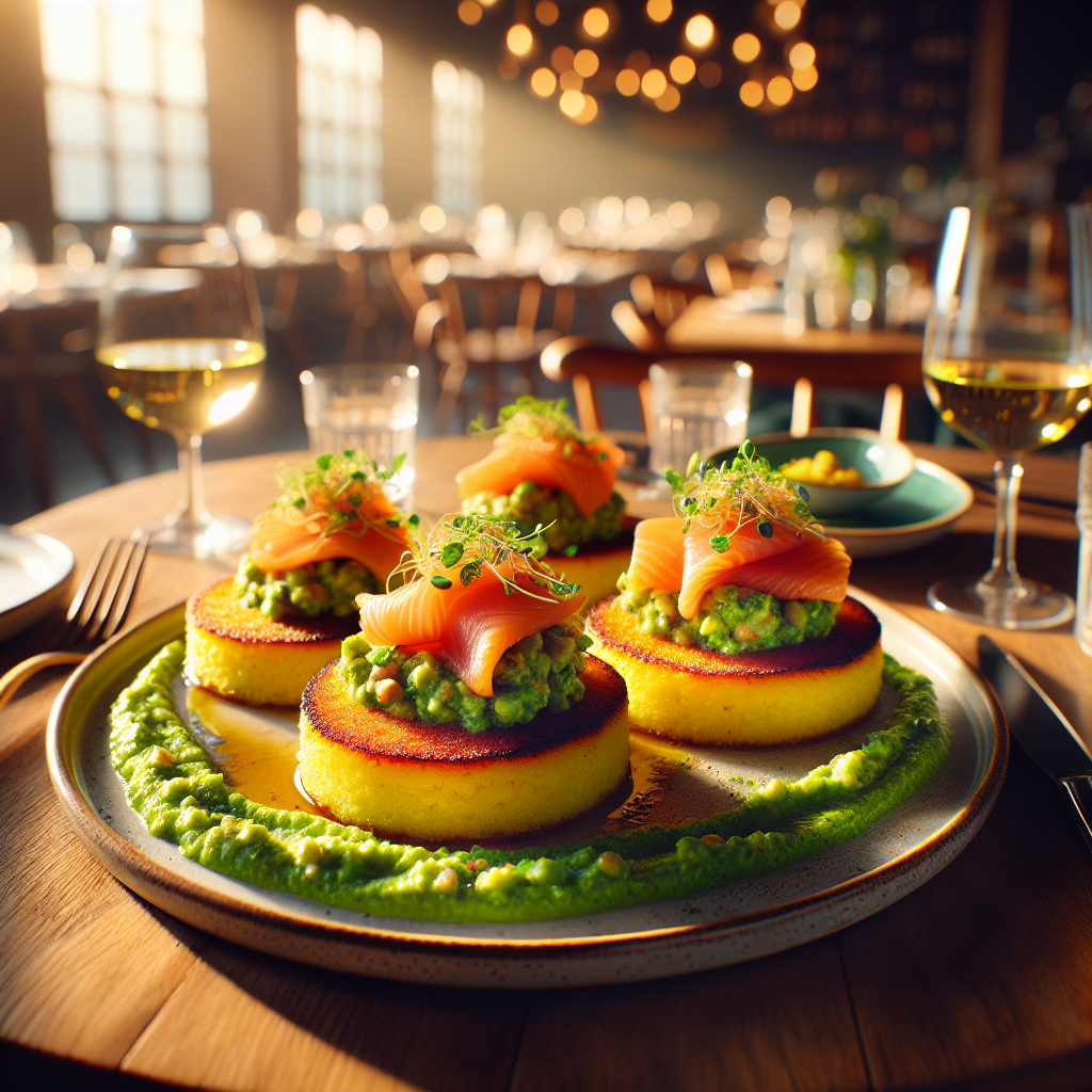 Crispy Polenta Cakes with Avocado Salsa & Smoked Salmon
