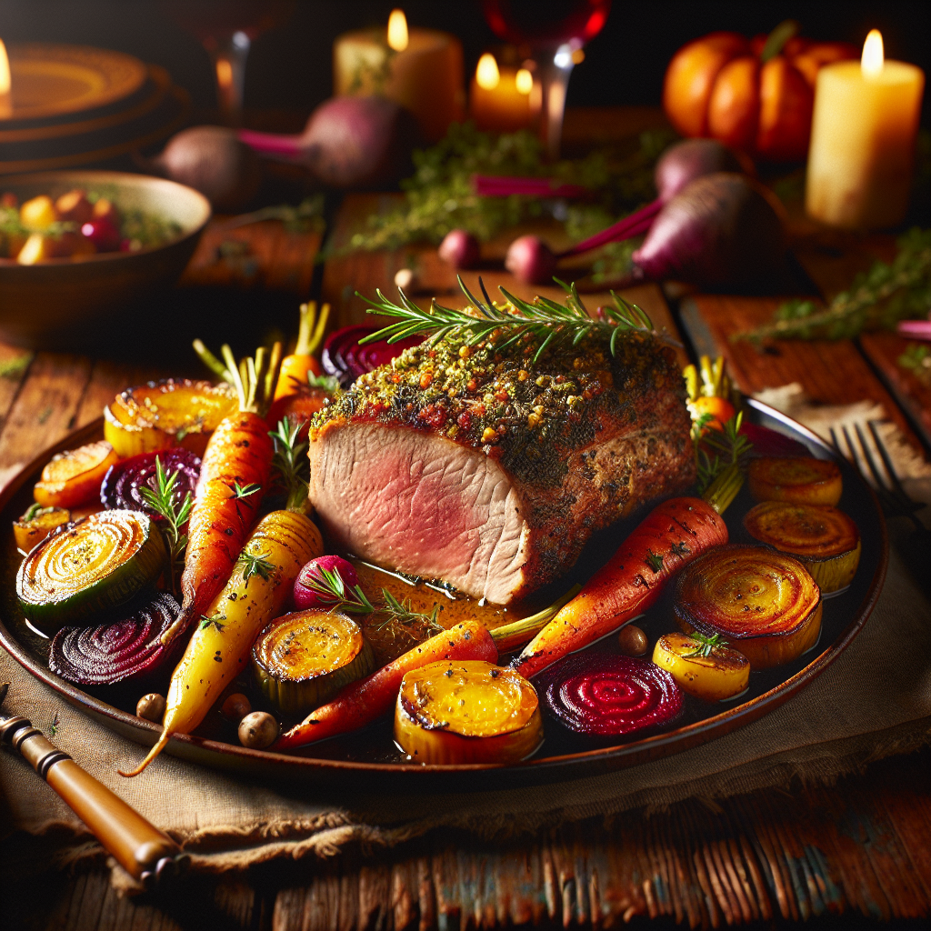 Garlic Herb Crusted Pork Tenderloin with Root Vegetables