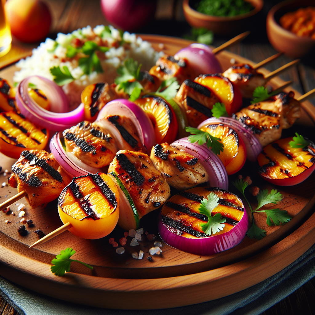 Ginger Peach Chicken Skewers