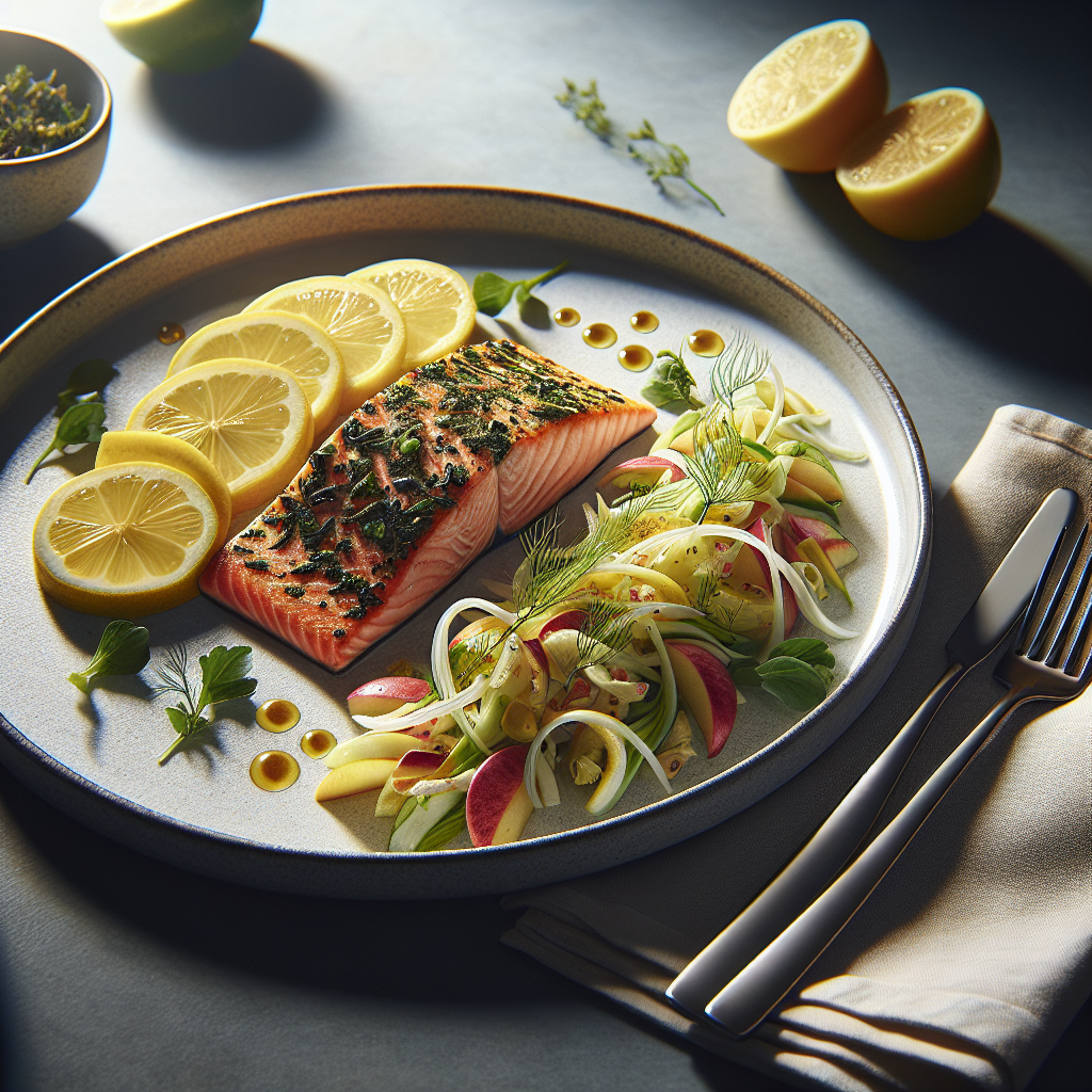 Herb-Crusted Citrus Salmon with Fennel Apple Slaw