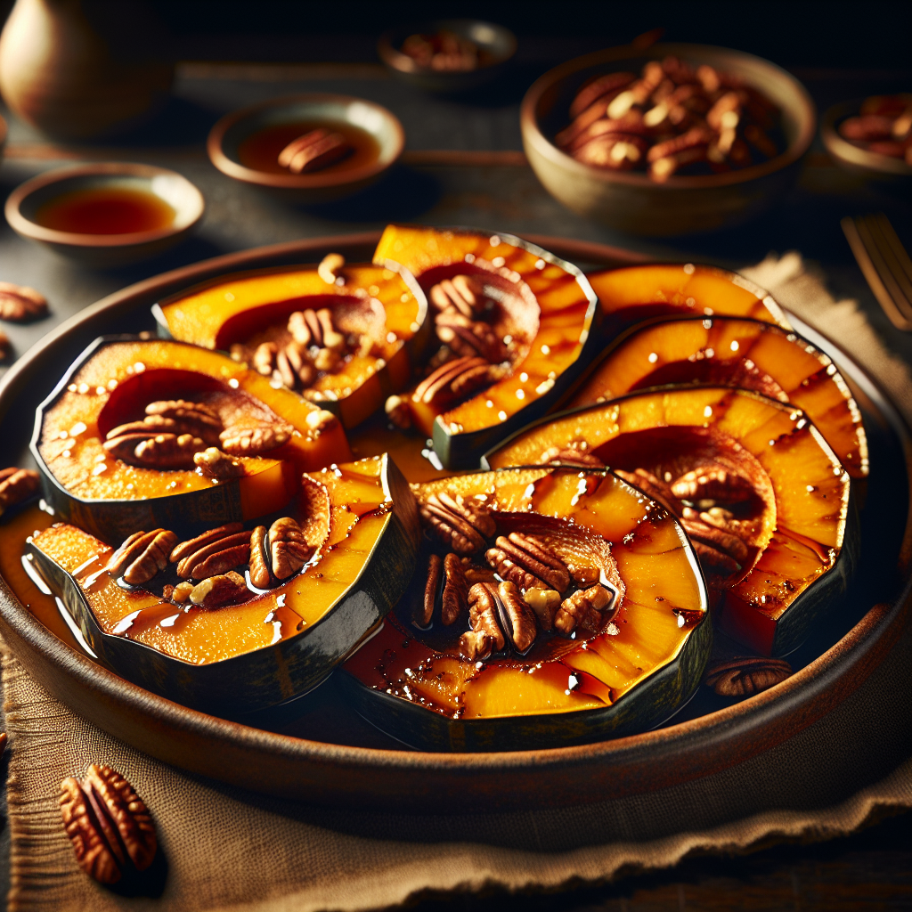 Maple Glazed Acorn Squash with Toasted Pecans