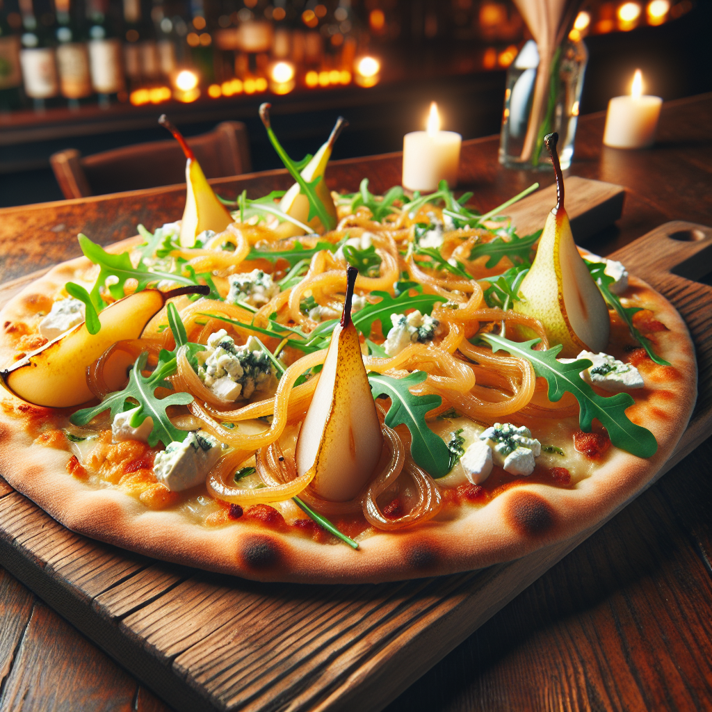 Pear and Gorgonzola Flatbread with Caramelized Onions