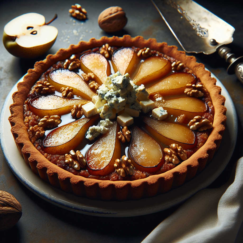 Pear and Gorgonzola Tart with Walnut Crust