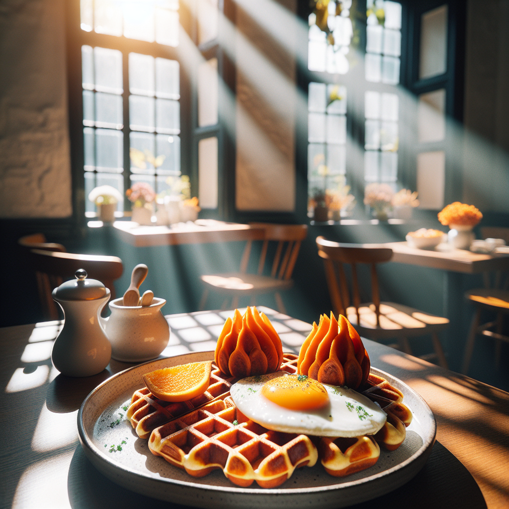 Savory Sweet Potato Waffles with Crispy Fried Eggs
