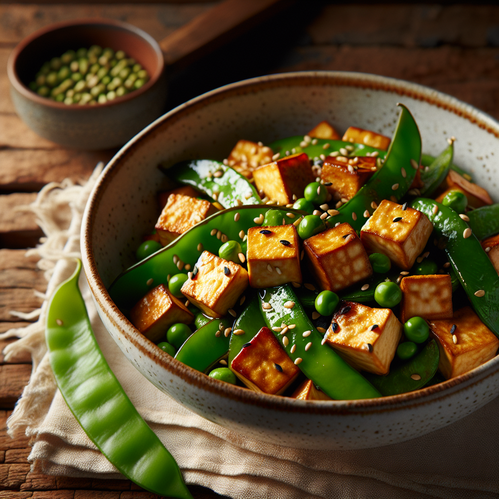 Sesame Ginger Tofu with Snow Peas