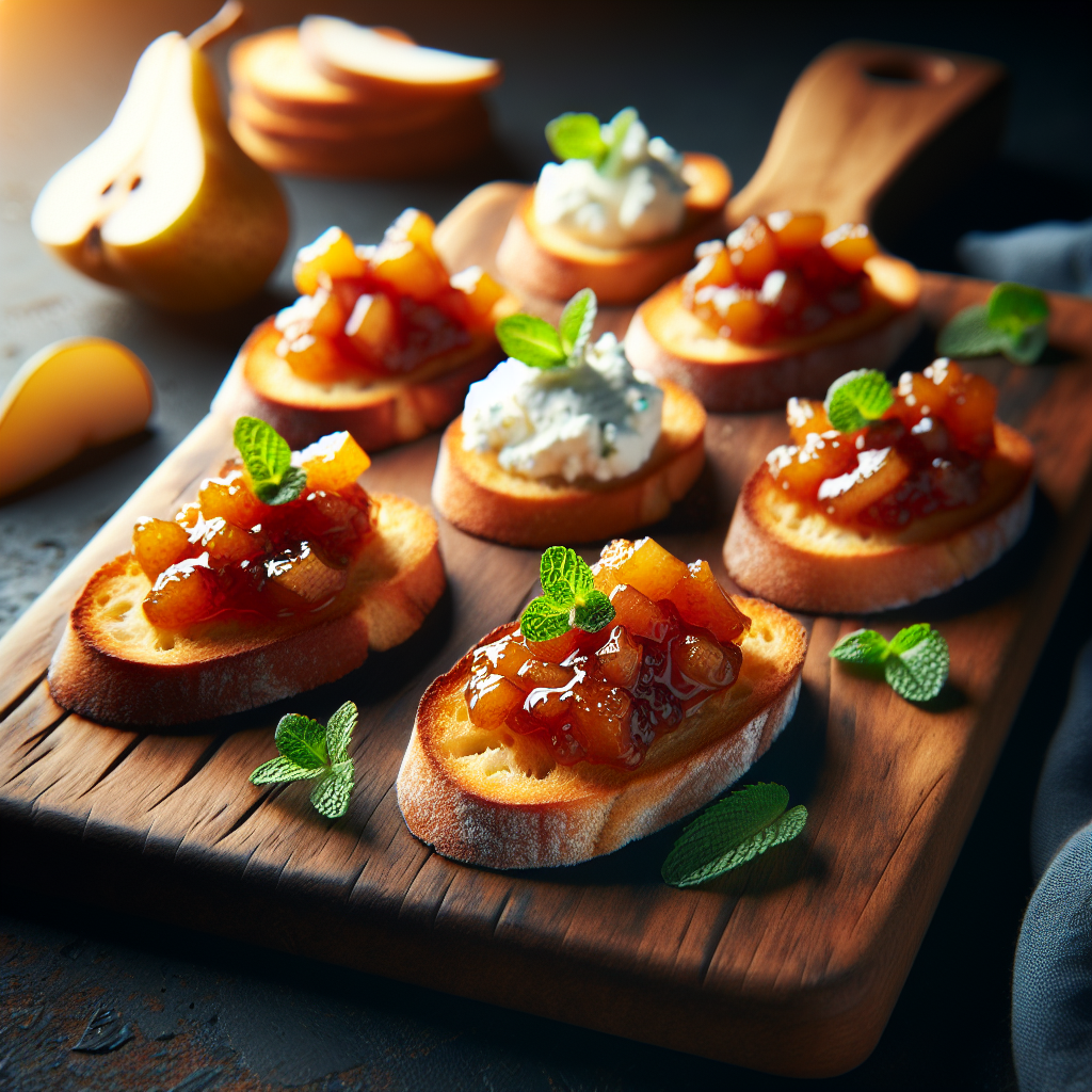 Zesty Ginger Pear Chutney with Goat Cheese Crostini